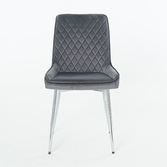 Ariya Set Of 4 Velvet Fabric Dining Chairs In Dark Grey_3