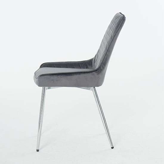 Ariya Set Of 4 Velvet Fabric Dining Chairs In Dark Grey_4