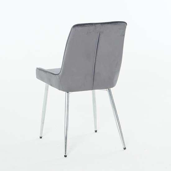 Ariya Set Of 4 Velvet Fabric Dining Chairs In Dark Grey_5