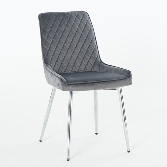 Ariya Set Of 4 Velvet Fabric Dining Chairs In Dark Grey_2