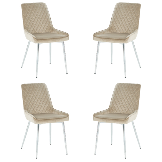 Ariya Set Of 4 Velvet Fabric Dining Chairs In Mink