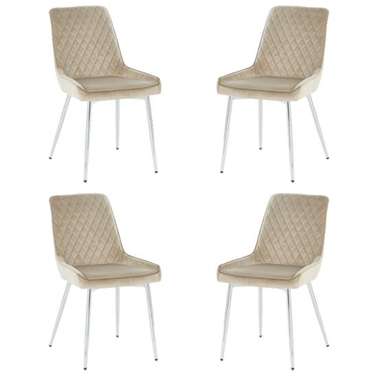 Ariya Set Of 4 Velvet Fabric Dining Chairs In Mink