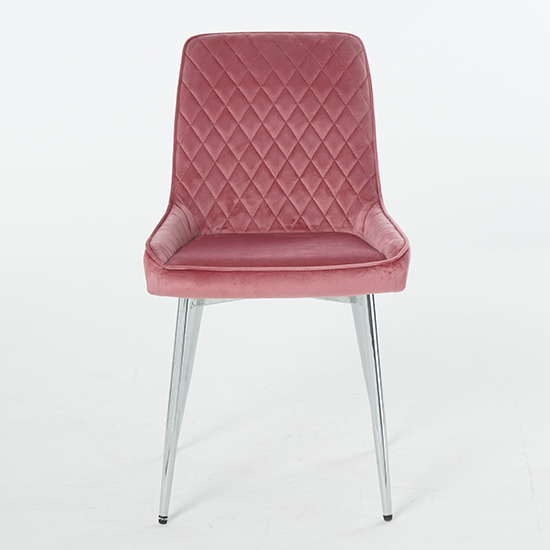 Ariya Set Of 4 Velvet Fabric Dining Chairs In Pink_3