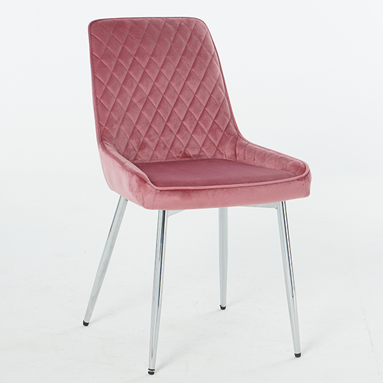 Ariya Set Of 4 Velvet Fabric Dining Chairs In Pink_2