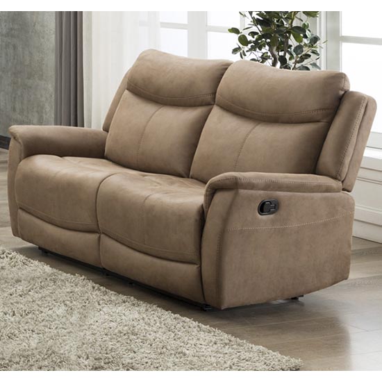 Product photograph of Arizones Fabric 2 Seater Electric Recliner Sofa In Caramel from Furniture in Fashion