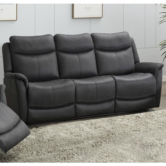 Product photograph of Arizones Fabric 3 Seater Fixed Sofa In Slate from Furniture in Fashion