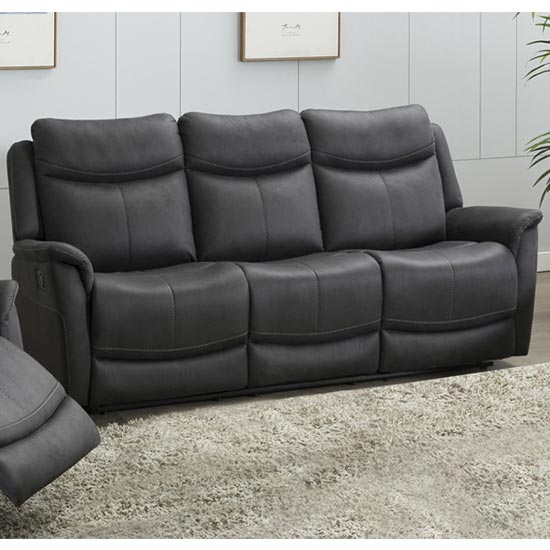 Photo of Arizones fabric 3 seater manual recliner sofa in slate