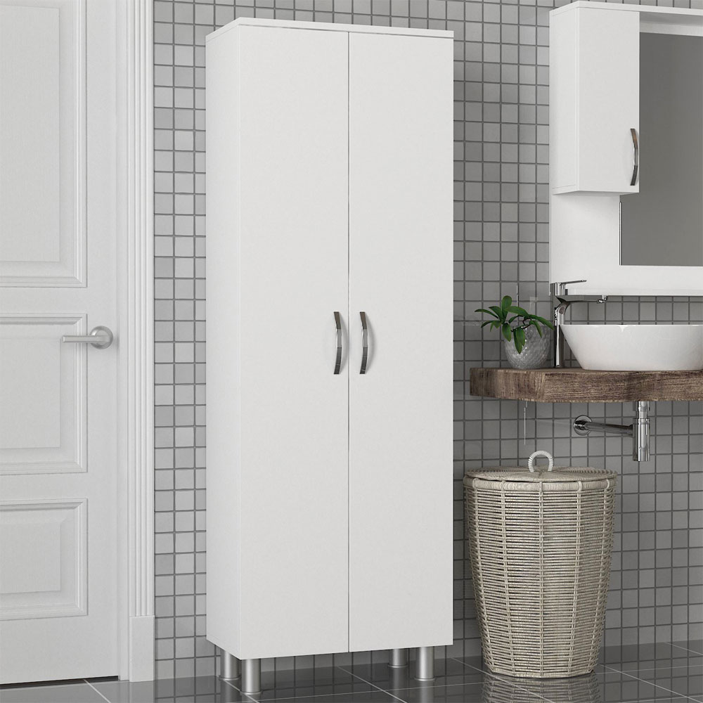 Arizona Wooden Bathroom Storage Cabinet with 2 Doors in White