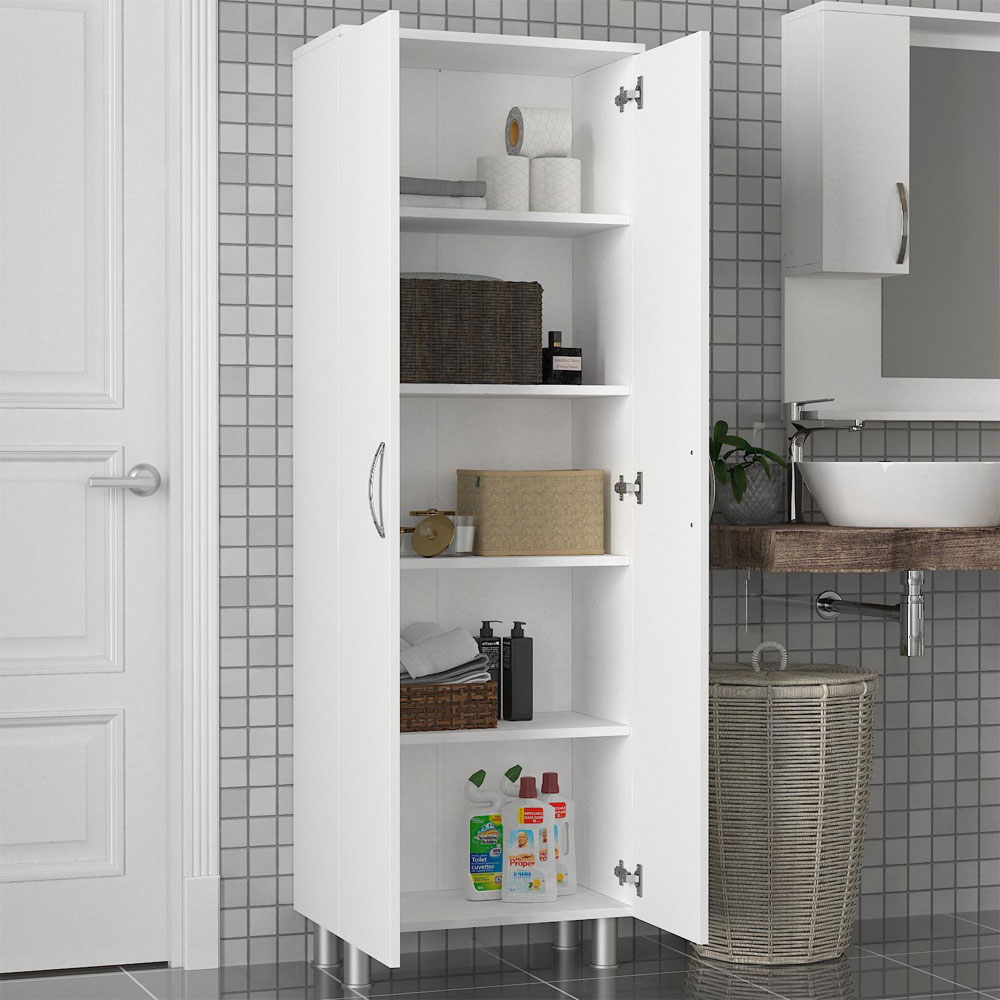 Arizona Wooden Bathroom Storage Cabinet with 2 Doors in White