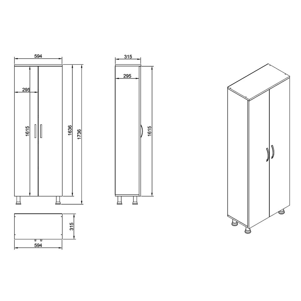 Arizona Wooden Bathroom Storage Cabinet with 2 Doors in White