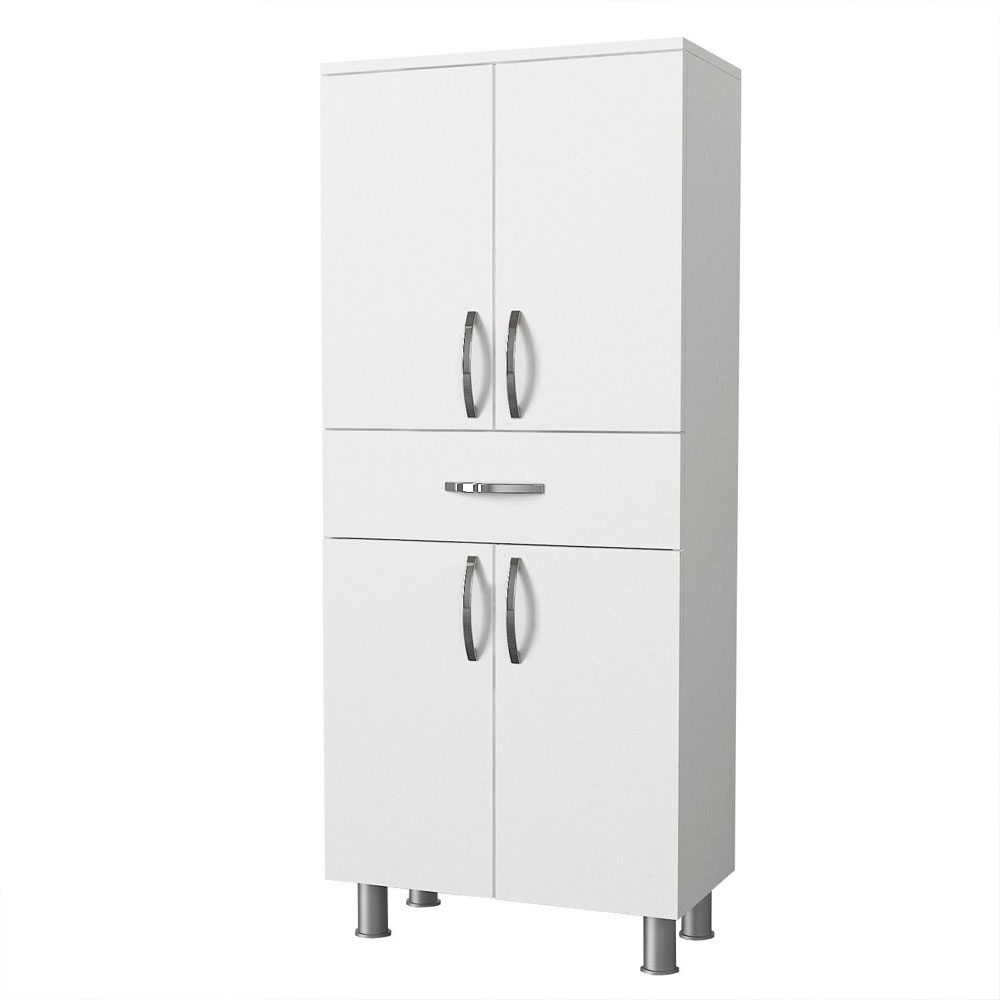 Arizona Wooden Bathroom Storage Cabinet with 4 Doors in White