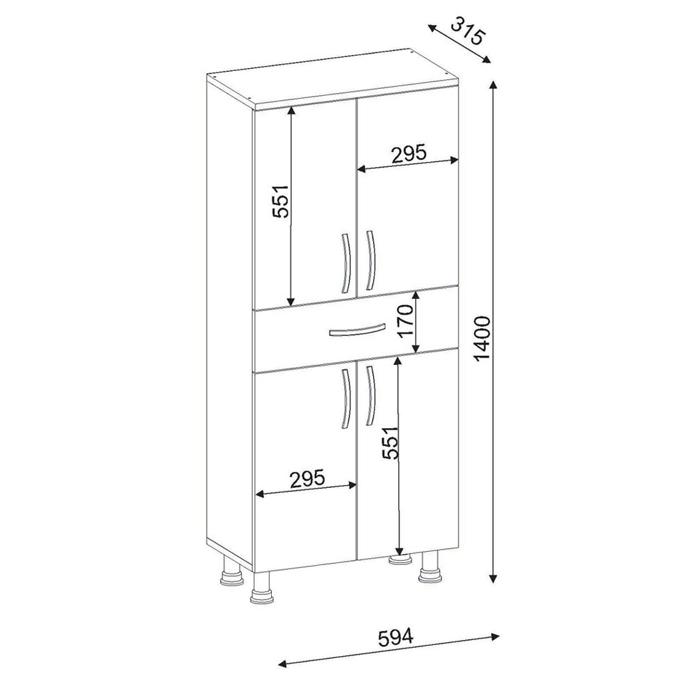 Arizona Wooden Bathroom Storage Cabinet with 4 Doors in White