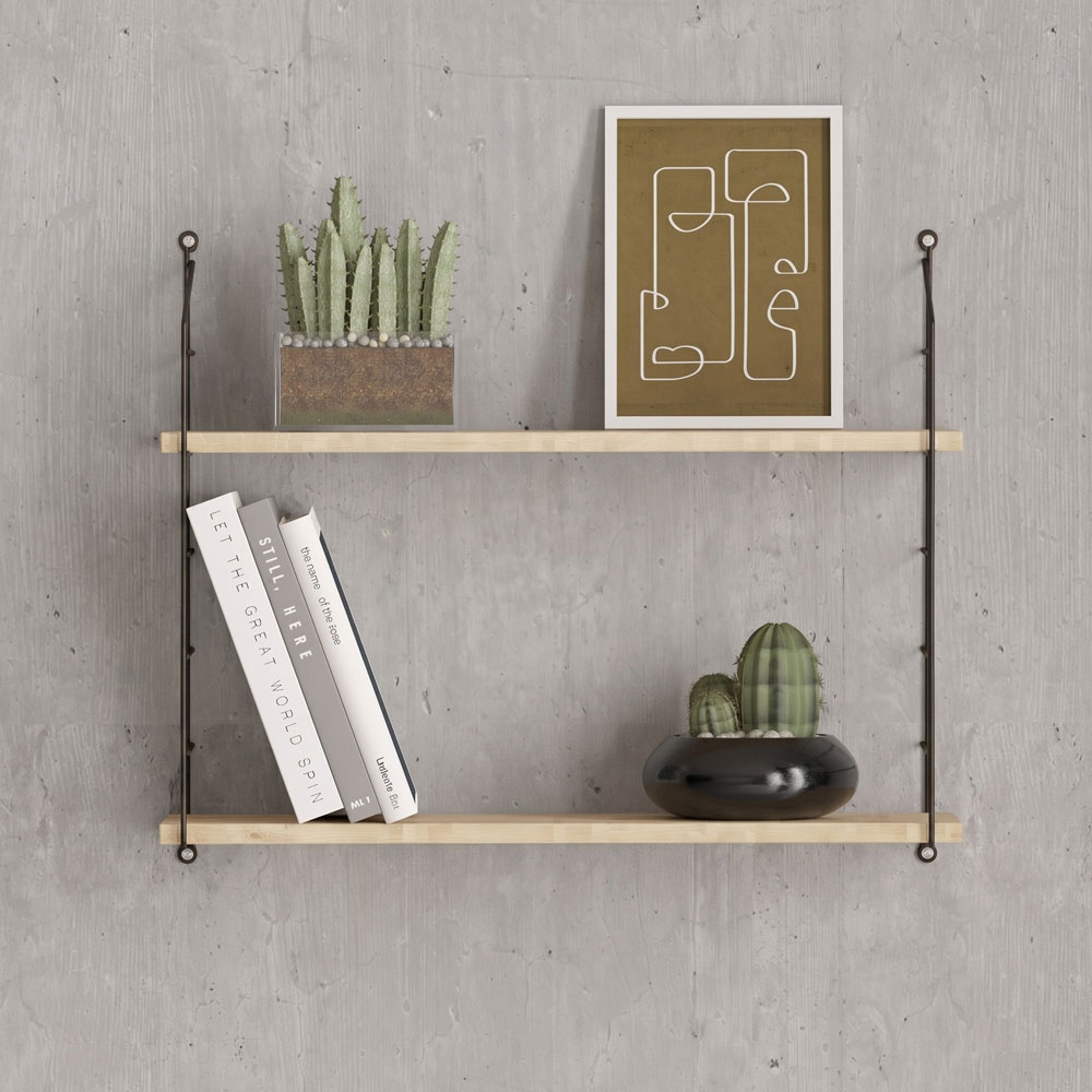 Arizona Wooden Wall Shelf with 2 Shelves in Oak
