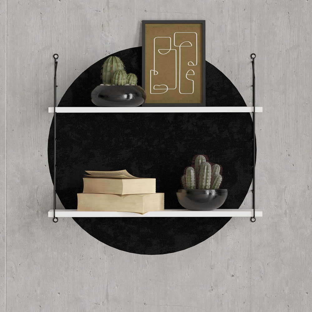 Arizona Wooden Wall Shelf with 2 Shelves in White