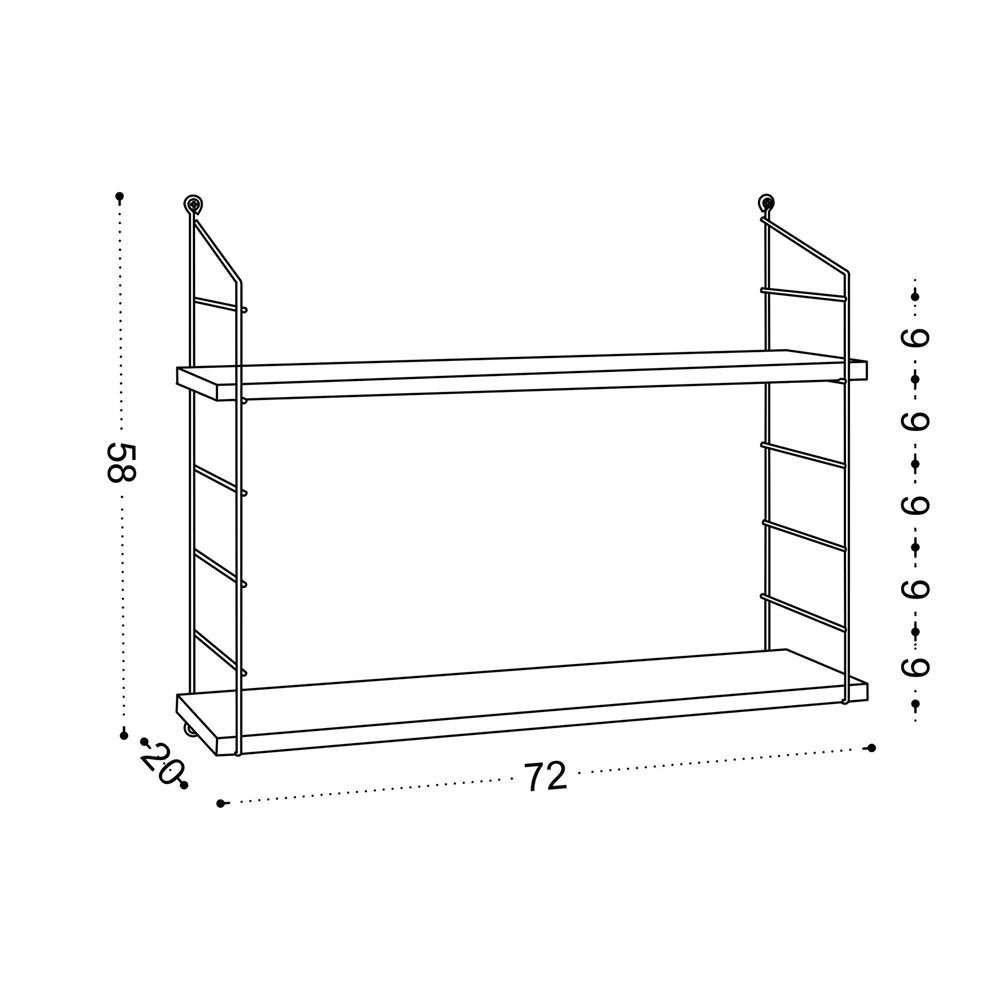 Arizona Wooden Wall Shelf with 2 Shelves in White