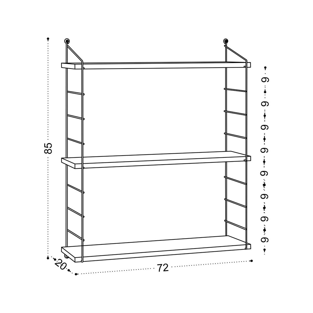 Arizona Wooden Wall Shelf with 3 Shelves in Shiny White