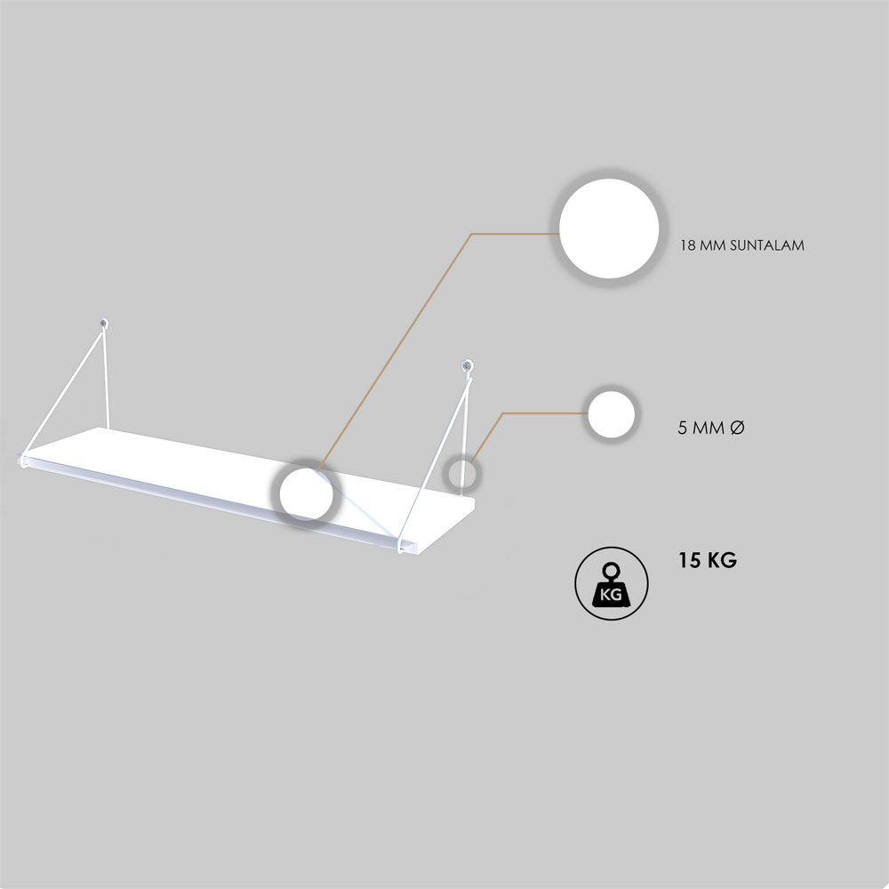 Arizona Wooden Wall Shelf in Shiny White