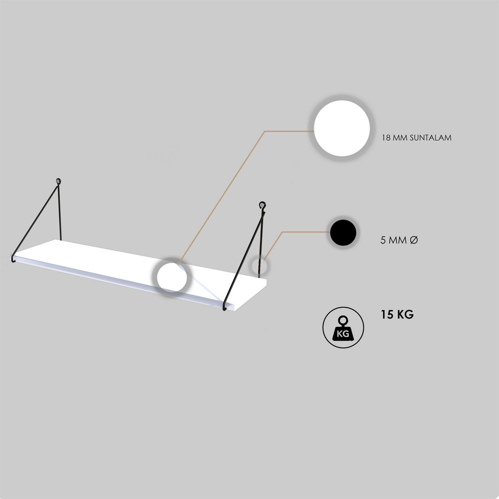 Arizona Wooden Wall Shelf in White
