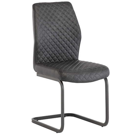 Ark Faux Leather Dining Chair In Grey
