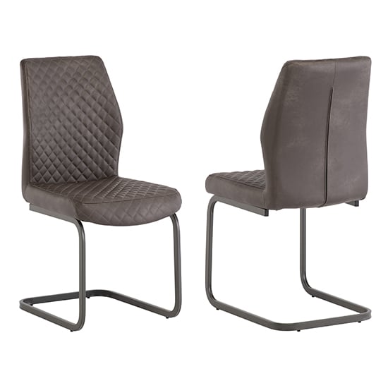 Arcoz Taupe Faux Leather Dining Chairs In Pair