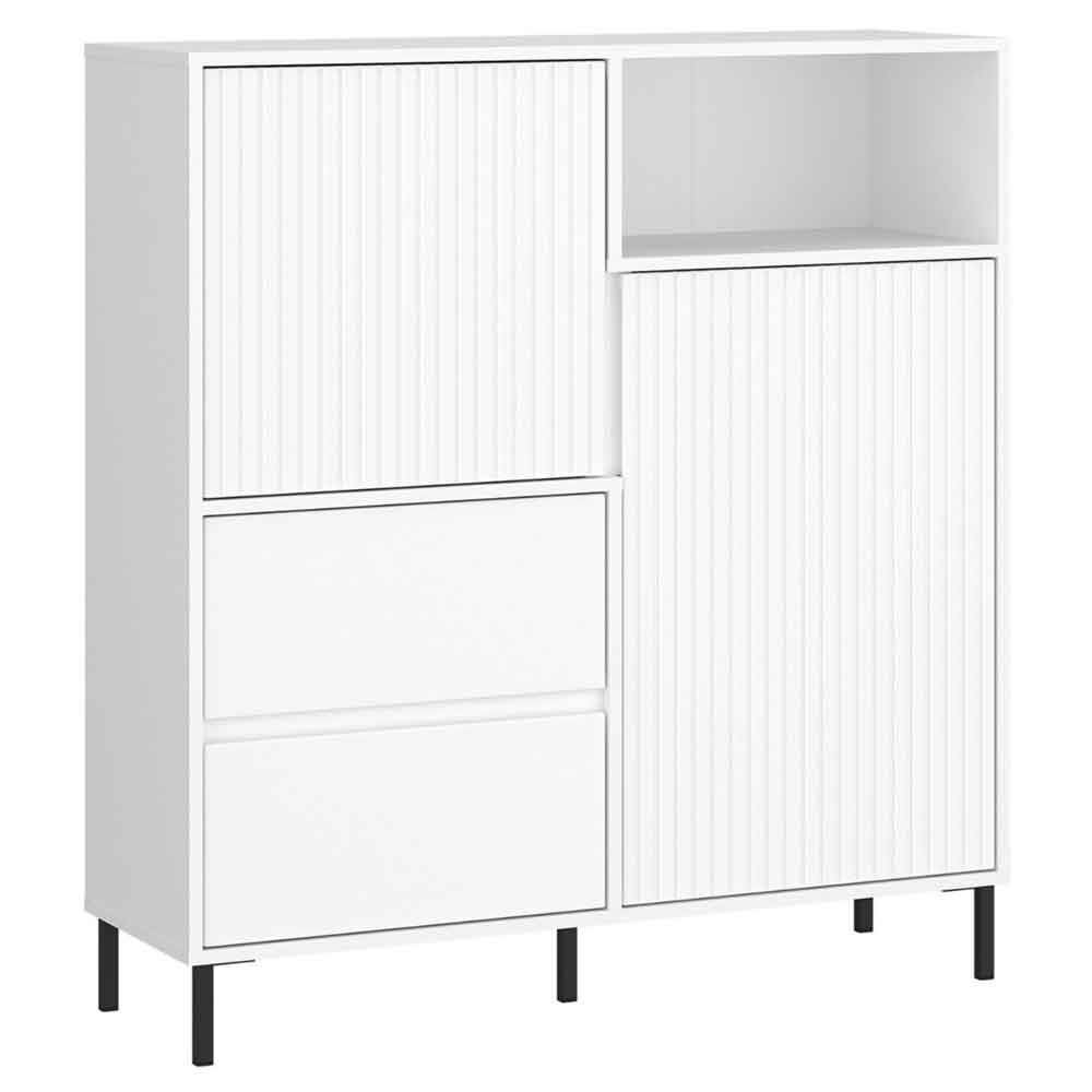 Arkley High Gloss Sideboard With 2 Doors 2 Drawers In Alpine White