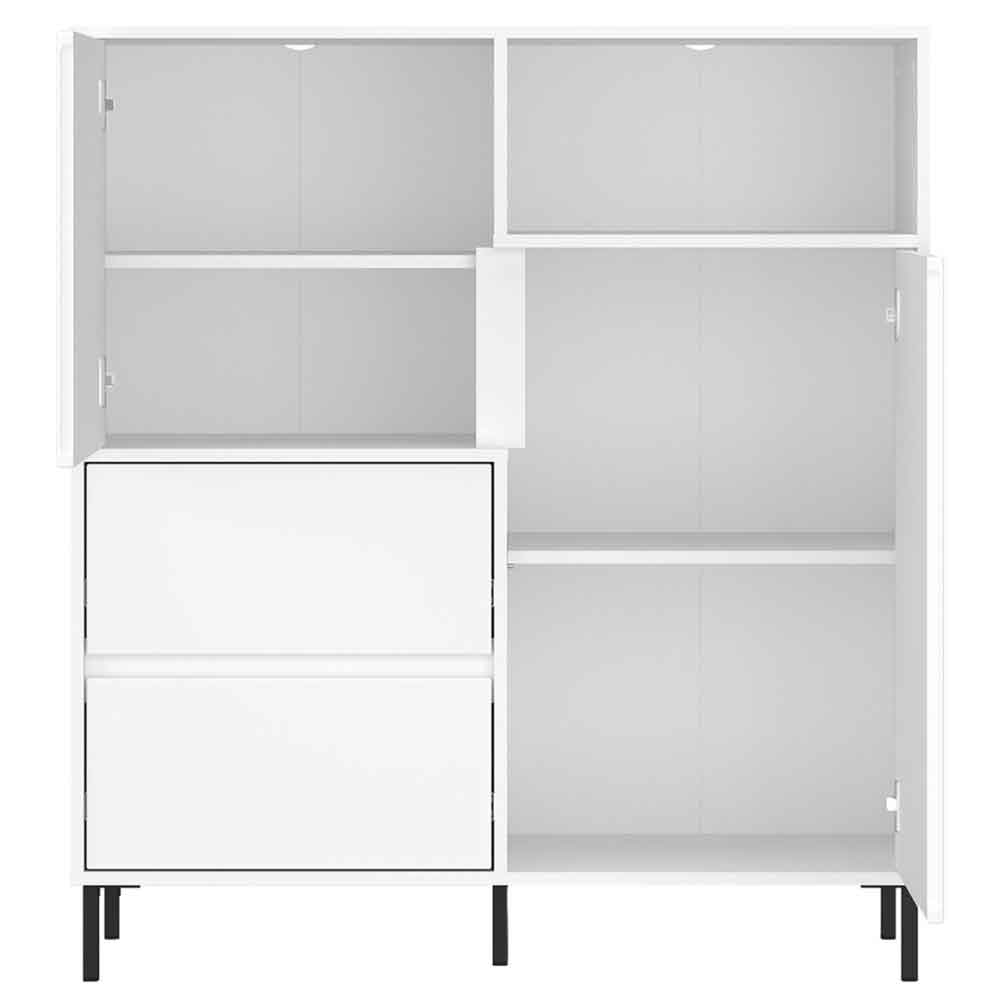 Arkley High Gloss Sideboard With 2 Doors 2 Drawers In Alpine White