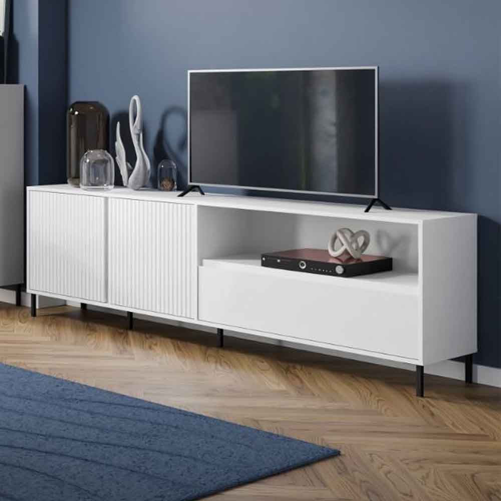 Arkley Large High Gloss TV Stand With 2 Doors In Alpine White