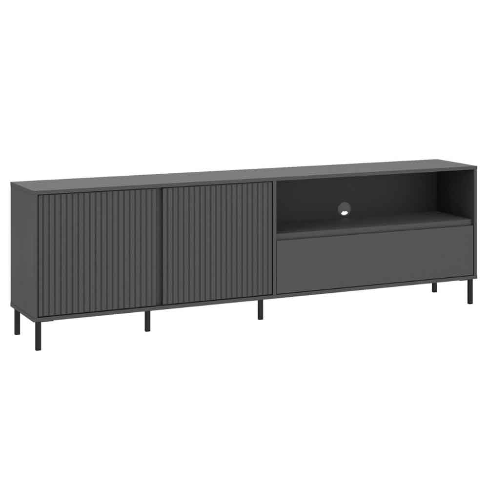 Arkley Large Wooden TV Stand With 2 Doors In Anthracite