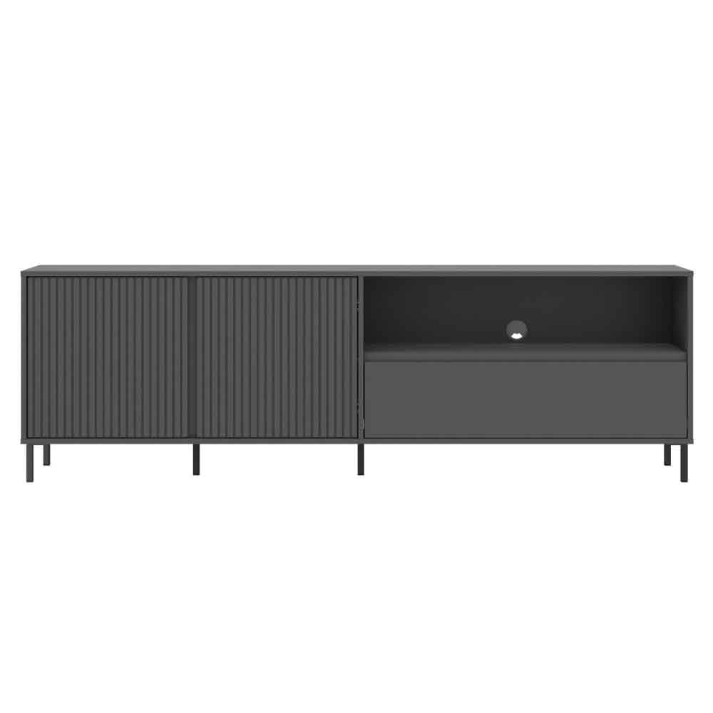 Arkley Large Wooden TV Stand With 2 Doors In Anthracite