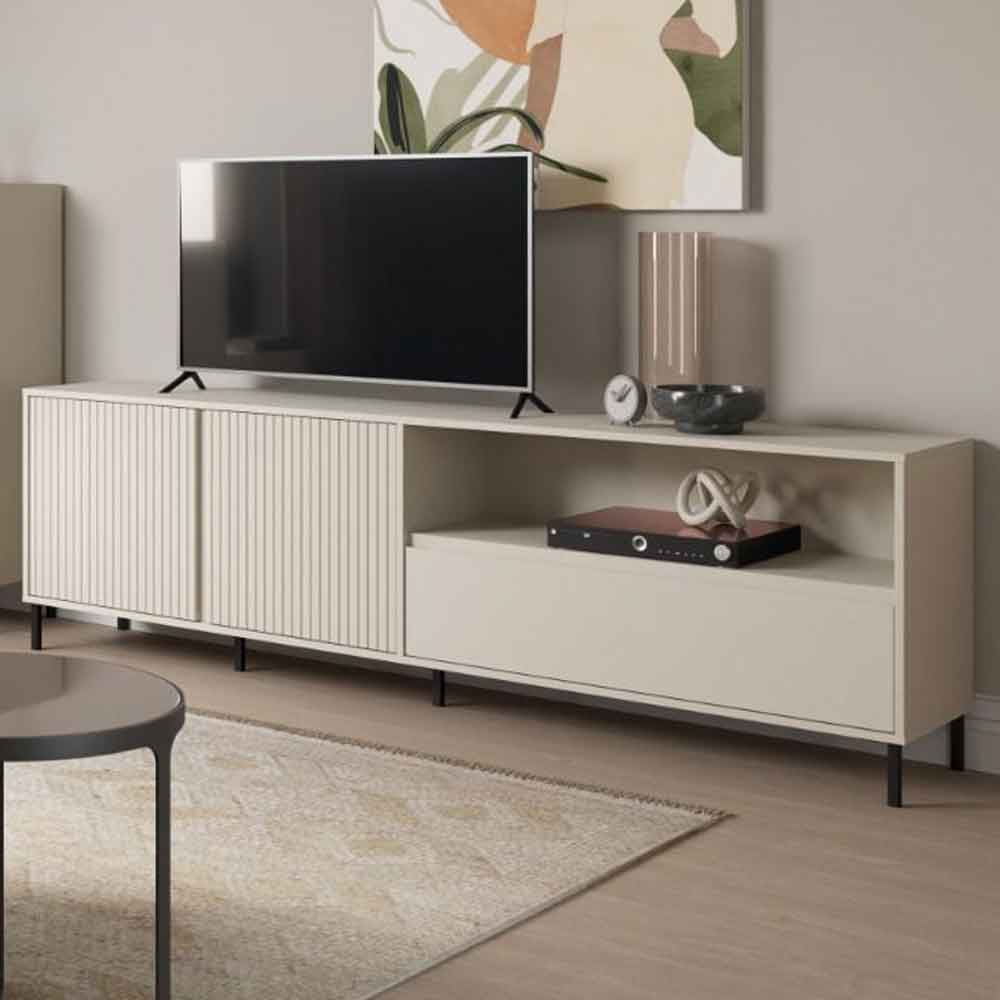 Arkley Large Wooden TV Stand With 2 Doors In Cashmere
