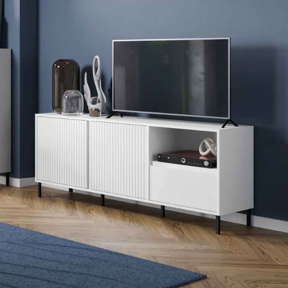 Arkley Small High Gloss TV Stand With 2 Doors In Alpine White