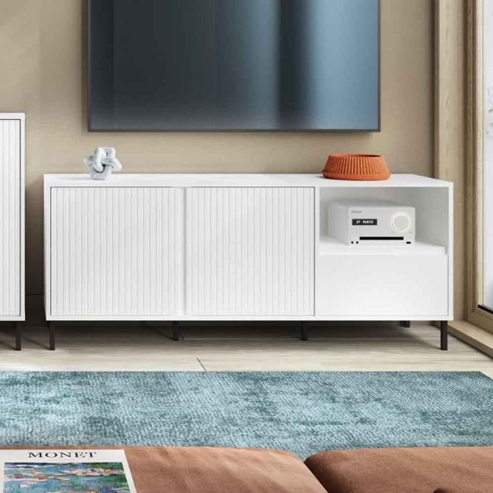 Arkley Small High Gloss TV Stand With 2 Doors In Alpine White
