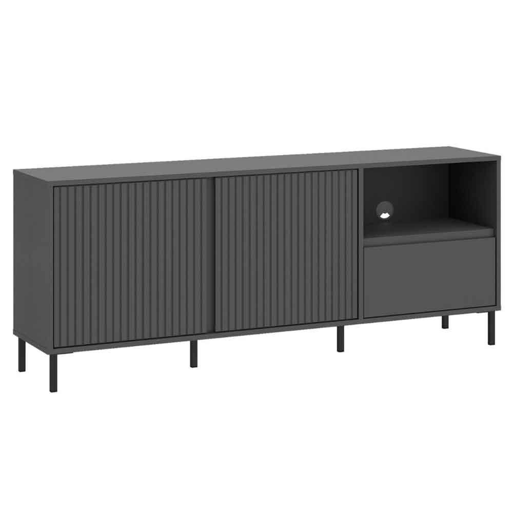 Arkley Small Wooden TV Stand With 2 Doors In Anthracite