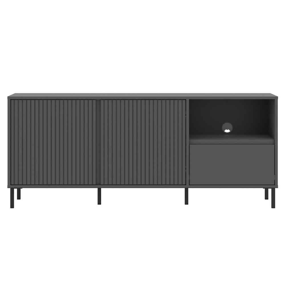 Arkley Small Wooden TV Stand With 2 Doors In Anthracite