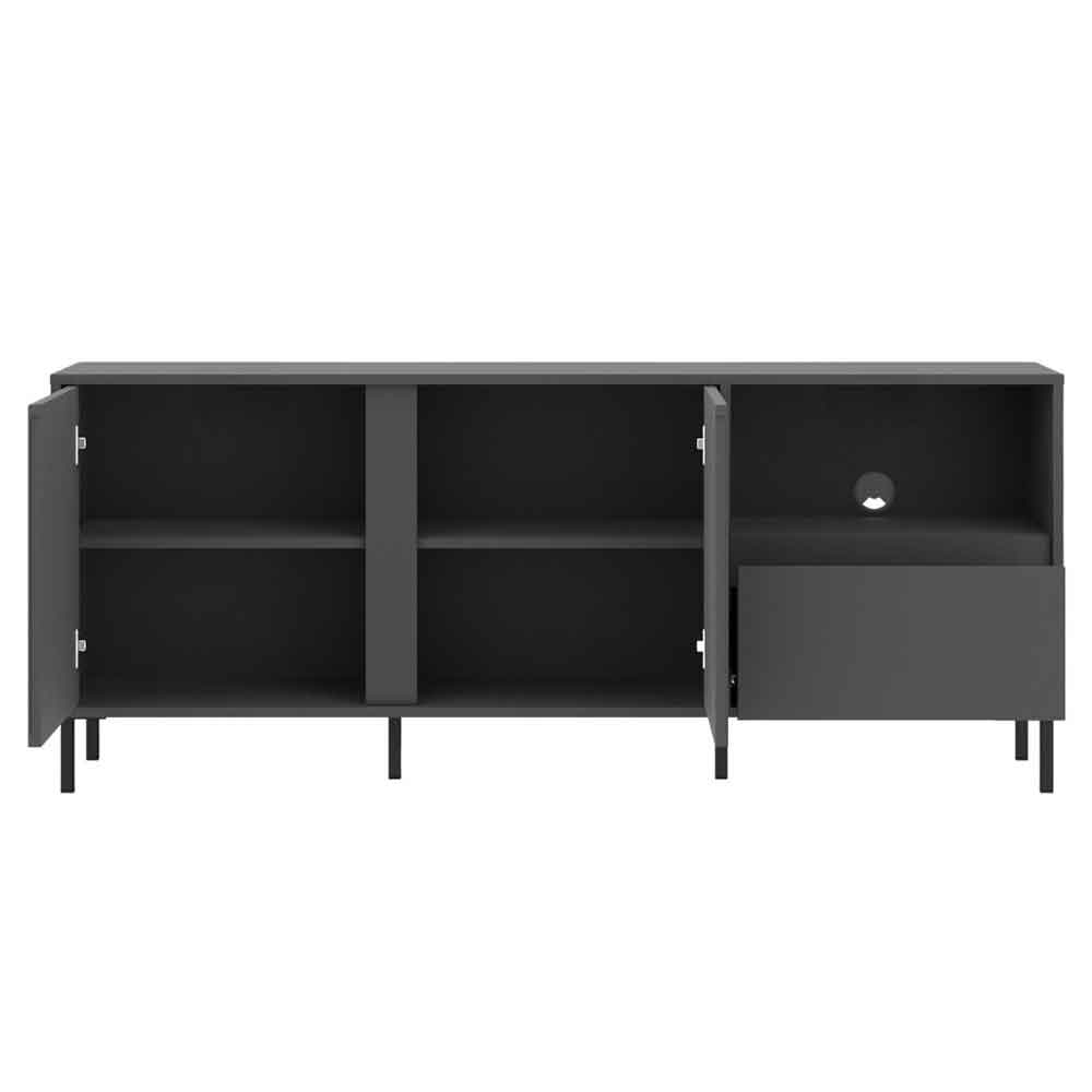 Arkley Small Wooden TV Stand With 2 Doors In Anthracite