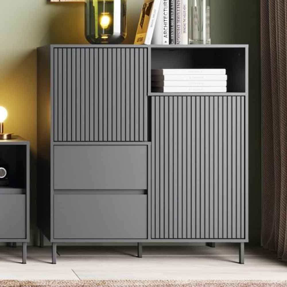 Arkley Wooden Sideboard With 2 Doors 2 Drawers In Anthracite
