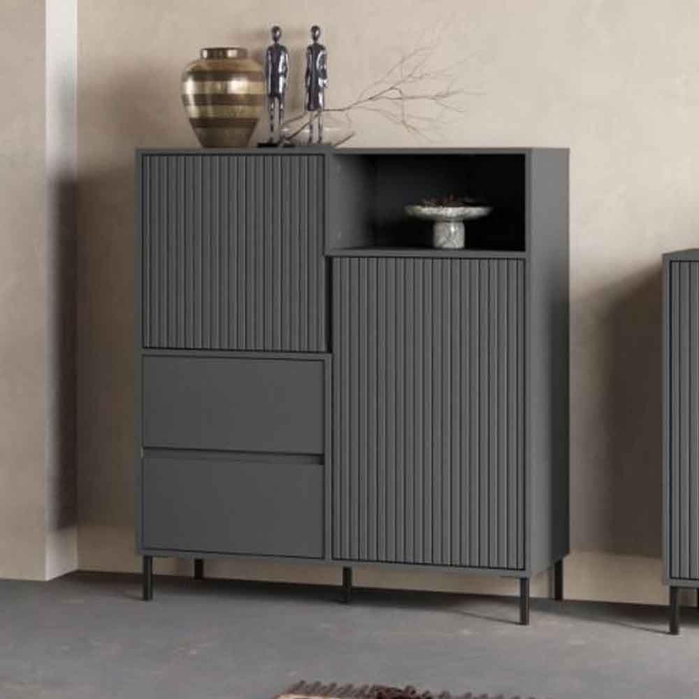 Arkley Wooden Sideboard With 2 Doors 2 Drawers In Anthracite