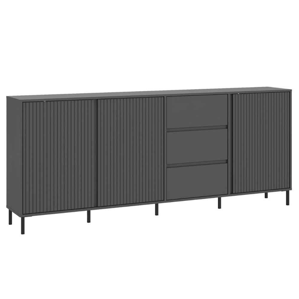Arkley Wooden Sideboard With 3 Doors 3 Drawers In Anthracite