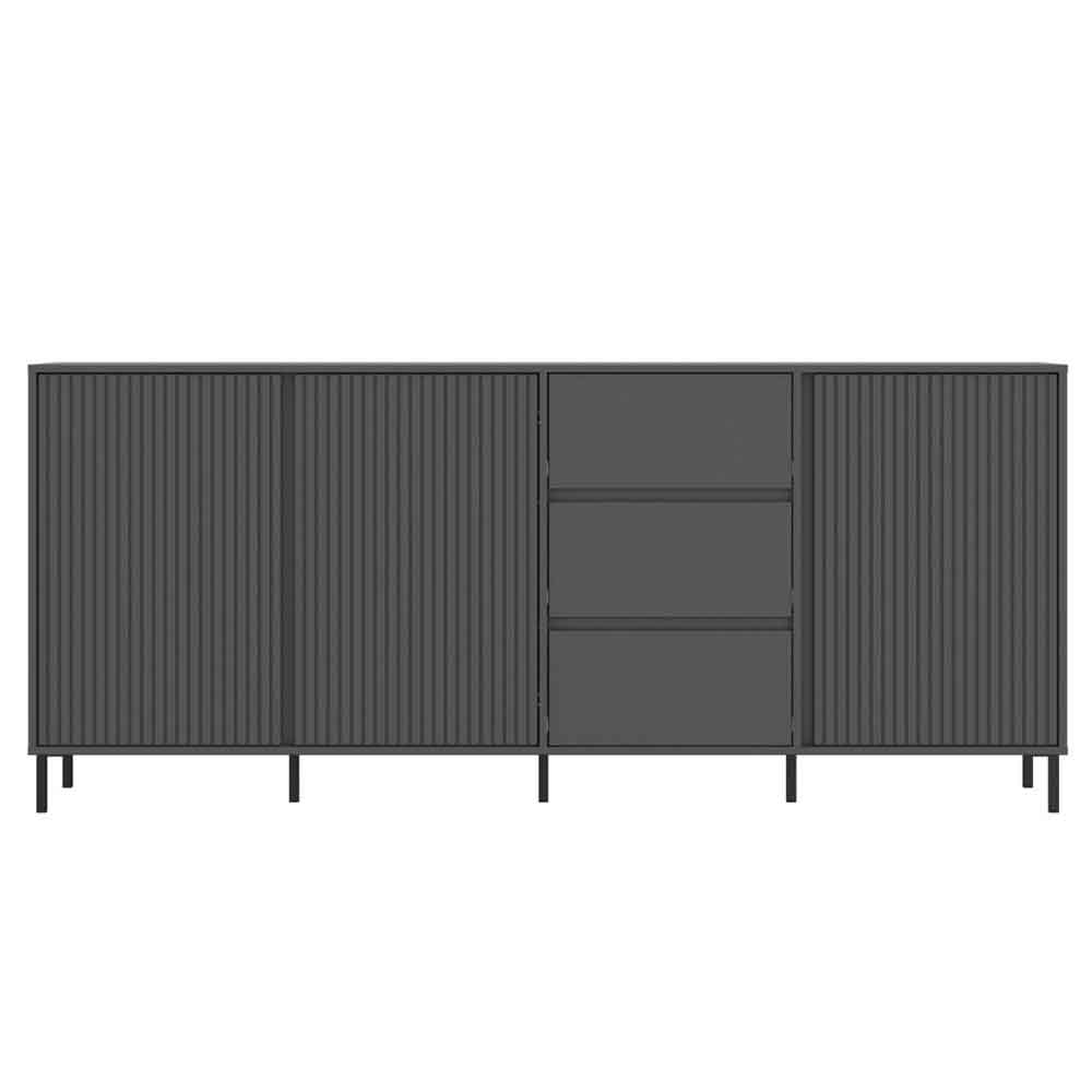 Arkley Wooden Sideboard With 3 Doors 3 Drawers In Anthracite
