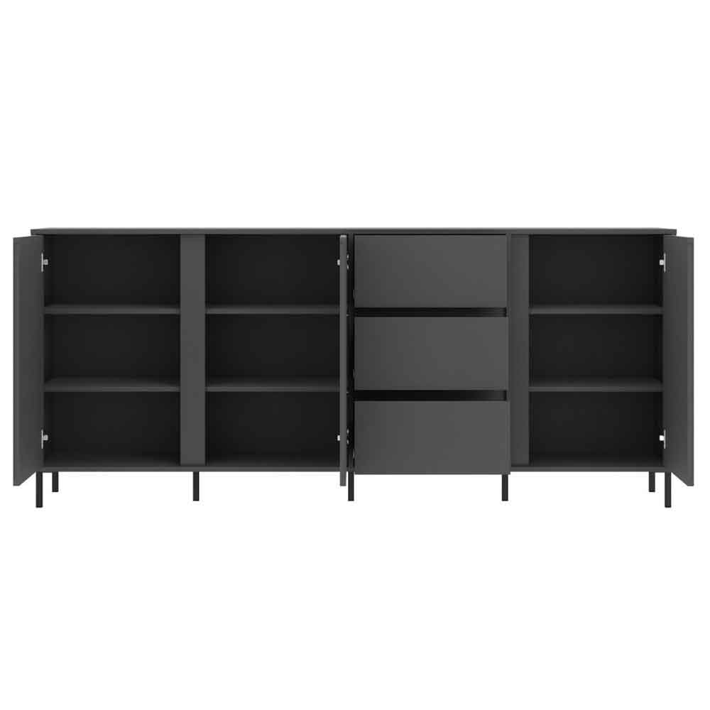 Arkley Wooden Sideboard With 3 Doors 3 Drawers In Anthracite