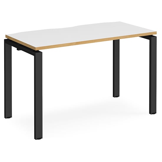 Read more about Arkos 1200mm computer desk in white and oak with black legs