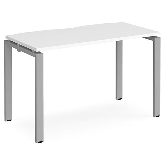 Photo of Arkos 1200mm wooden computer desk in white with silver legs