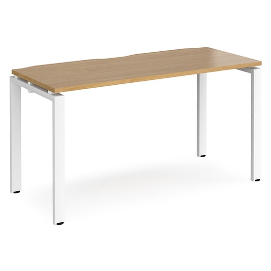 Read more about Arkos 1400mm wooden computer desk in oak with white legs