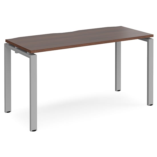 Photo of Arkos 1400mm wooden computer desk in walnut with silver legs