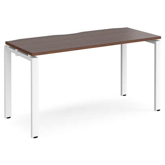 Photo of Arkos 1400mm wooden computer desk in walnut with white legs