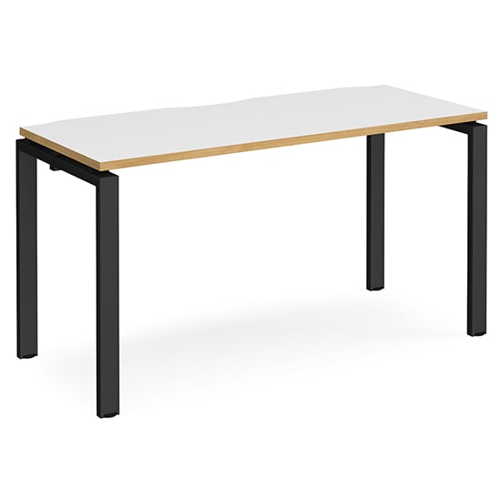 Arkos 1400mm Computer Desk In White And Oak With Black Legs