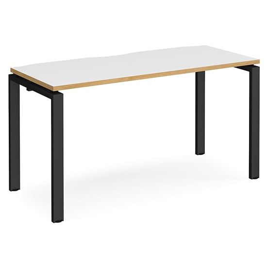 Read more about Arkos 1400mm computer desk in white and oak with black legs