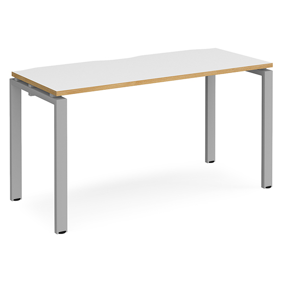 Product photograph of Arkos 1400mm Computer Desk In White And Oak With Silver Legs from Furniture in Fashion