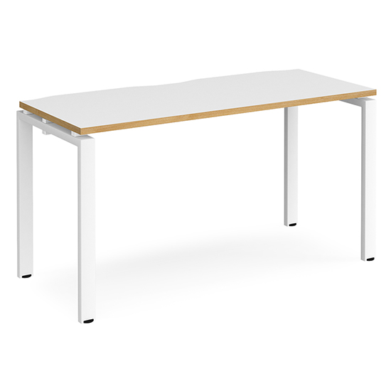 Photo of Arkos 1400mm computer desk in white and oak with white legs