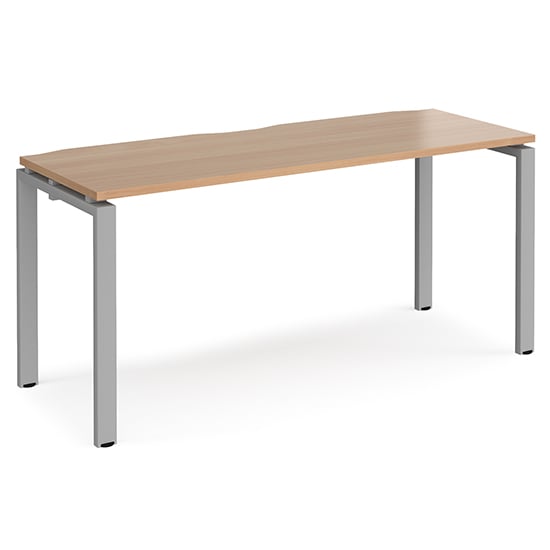 Photo of Arkos 1600mm wooden computer desk in beech with silver legs